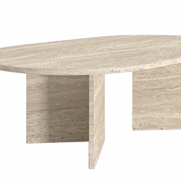 HAND CRAFTED OVAL TRAVERTINE COFFEE TABLE Sale price